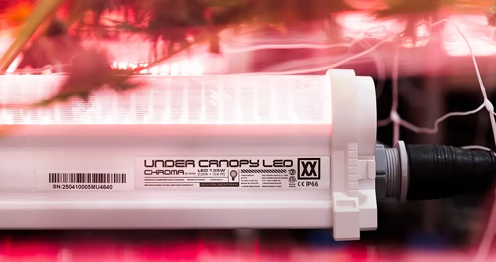 Faven Chroma 120 watt under-canopy LED grow light bar with independent far red channel