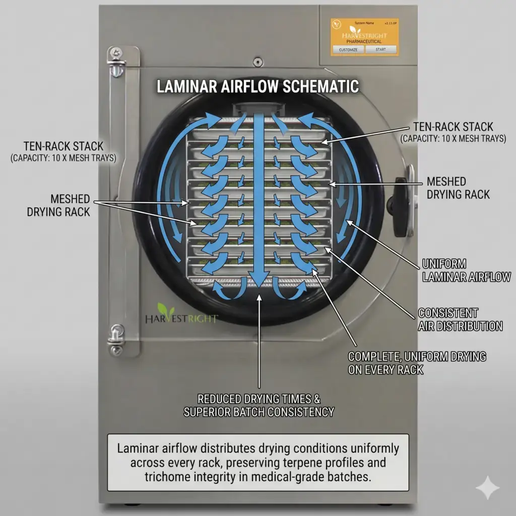 Diagram showing freeze dryer sublimation process converting ice to vapor without liquid phase