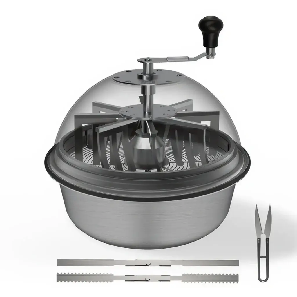 AC Infinity 19-inch manual bowl bud trimmer with hand crank and stainless steel bowl